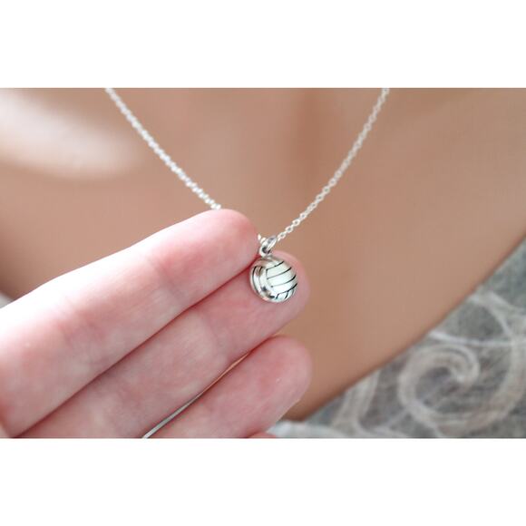 Sterling Silver Volleyball Charm Necklace, Silver Volleyball Charm Necklace - Picture 2 of 3